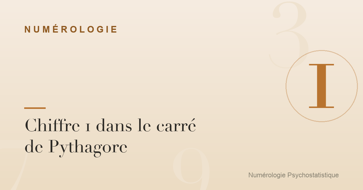 Chiffre 1 dans le carré de Pythagore : le caractère